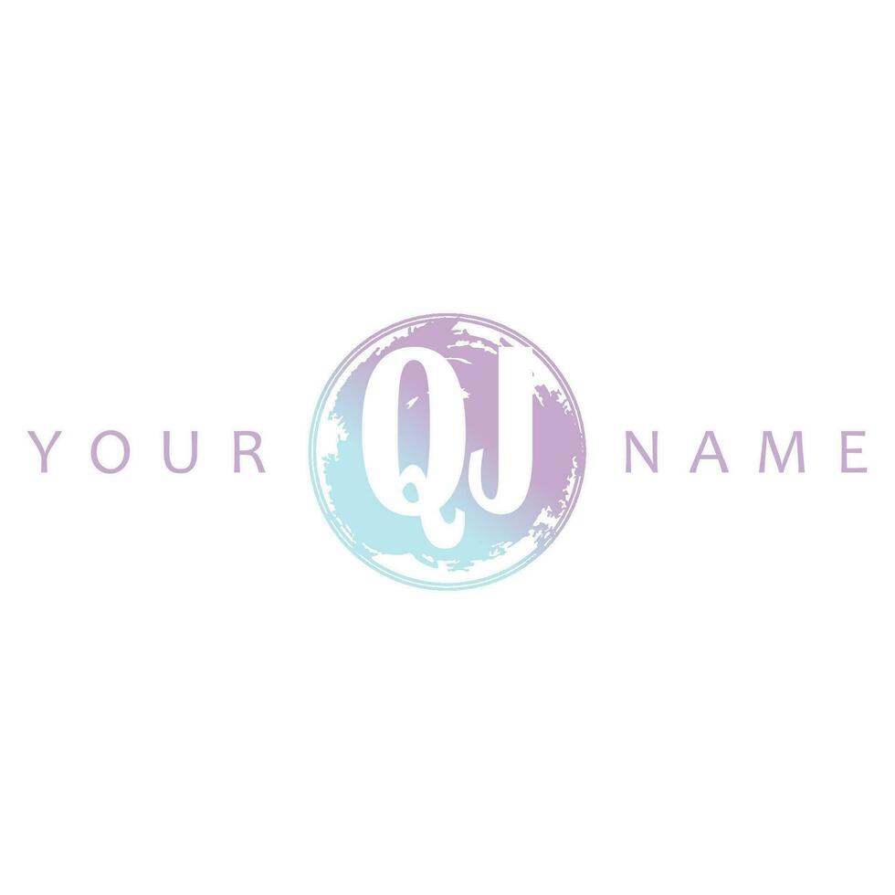 QJ Initial Logo Watercolor Vector Design