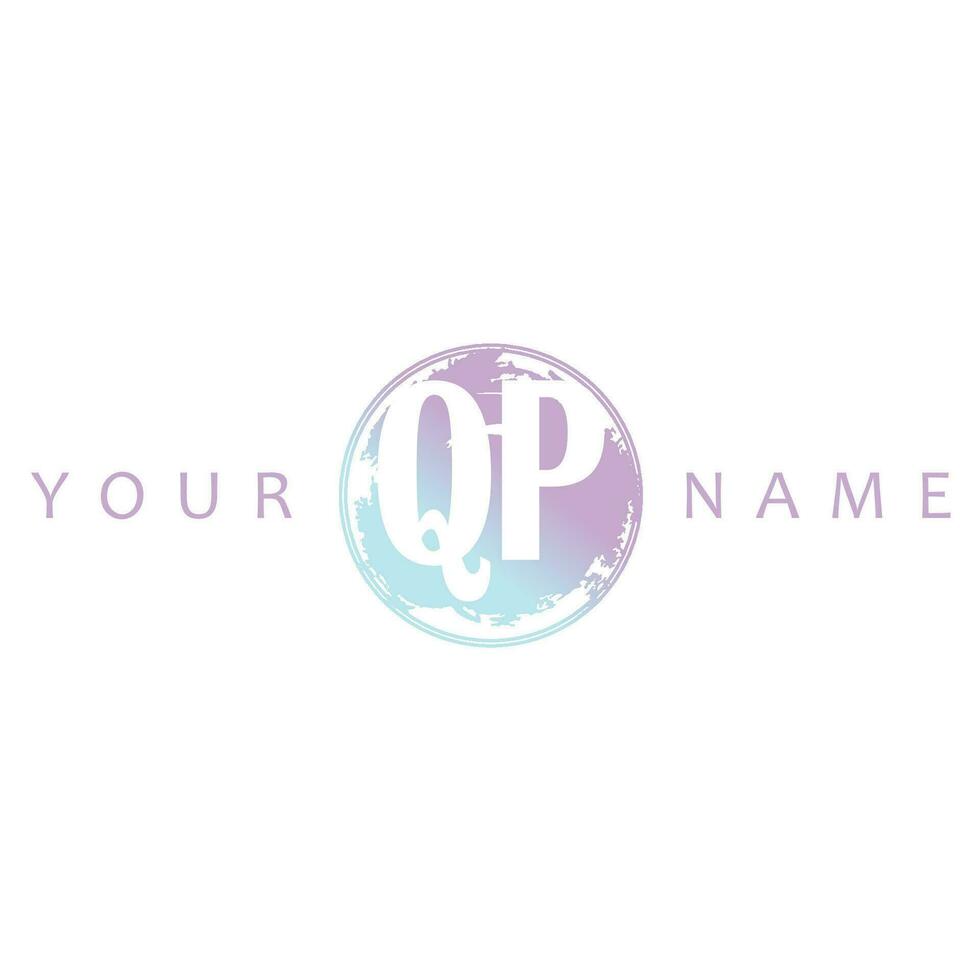 QP Initial Logo Watercolor Vector Design