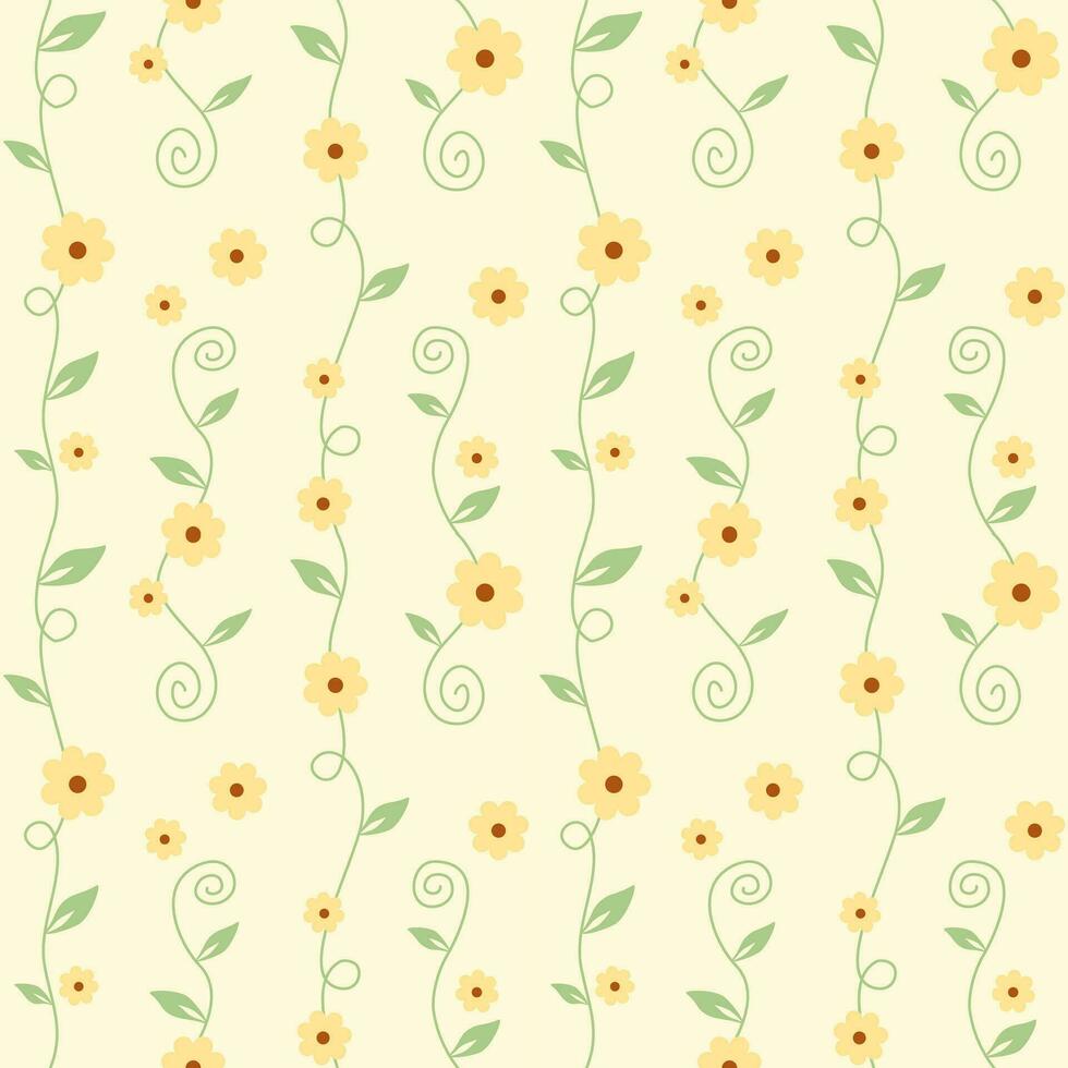 Seamless pattern of sunflowers blossom in spring, summer vector background for decoration, paper wrap
