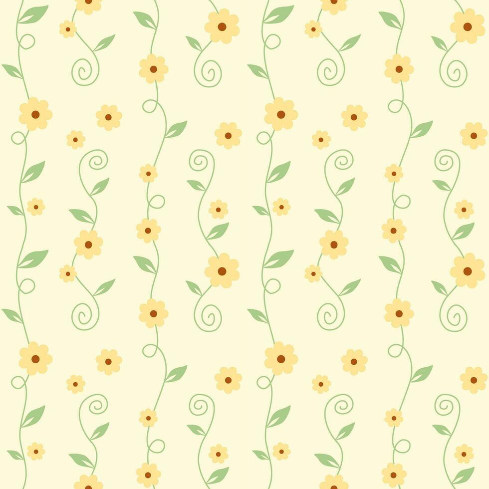 Seamless pattern of sunflowers blossom in spring, summer vector background for decoration, paper wrap