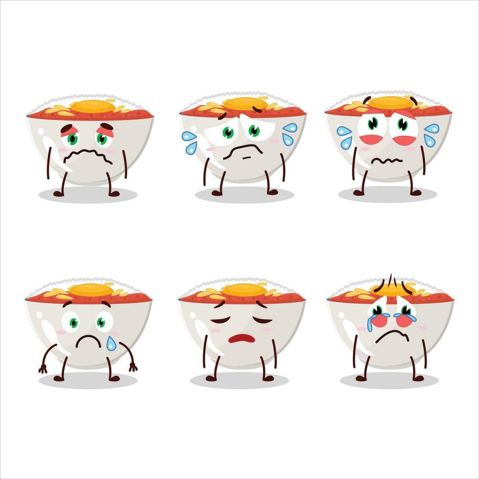 Gyudon cartoon in character with sad expression vector