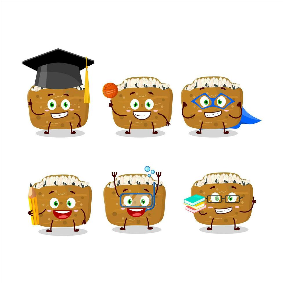 School student of inarizushi cartoon character with various expressions vector