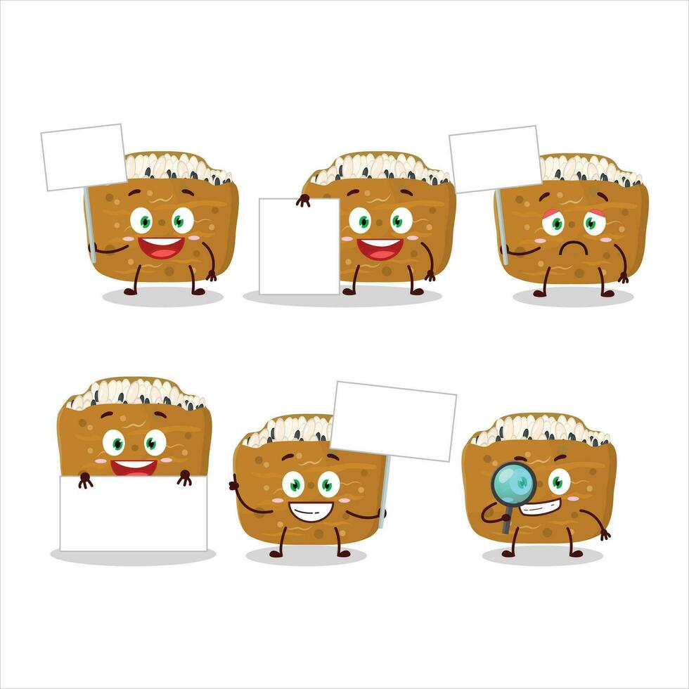 Inarizushi cartoon in character bring information board vector