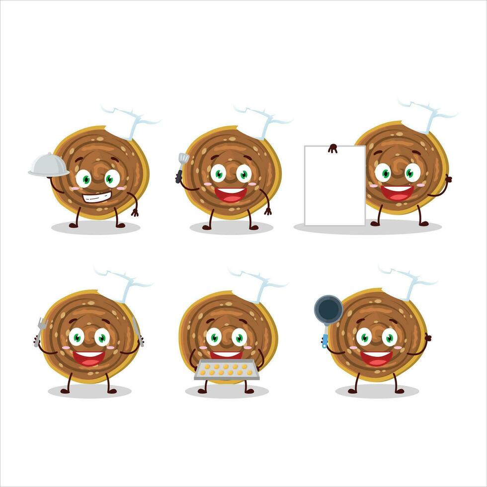 Cartoon character of bakarvadi with various chef emoticons vector