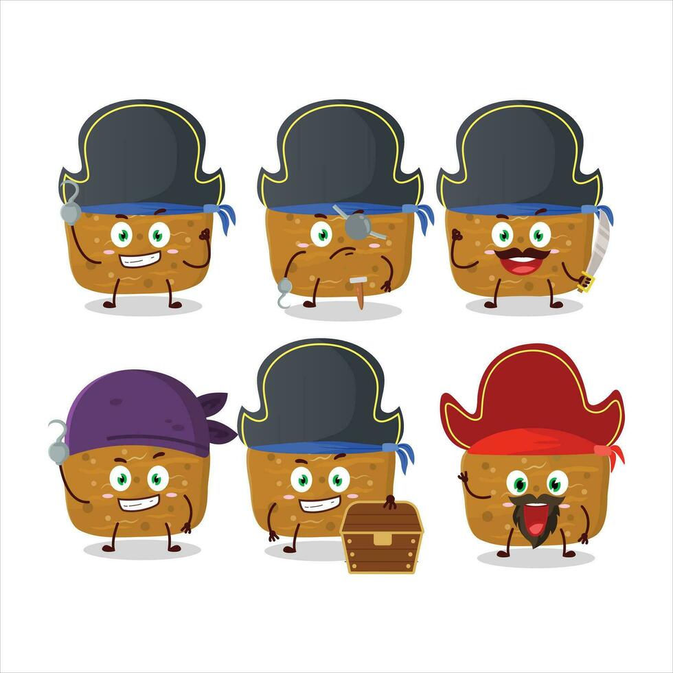 dibujos animados personaje de inarizushi con varios piratas emoticones vector