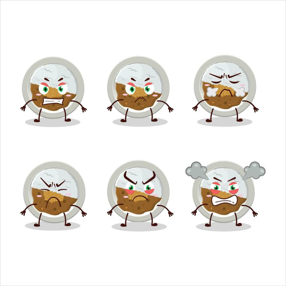 Coco ichibanya curry cartoon character with various angry expressions vector
