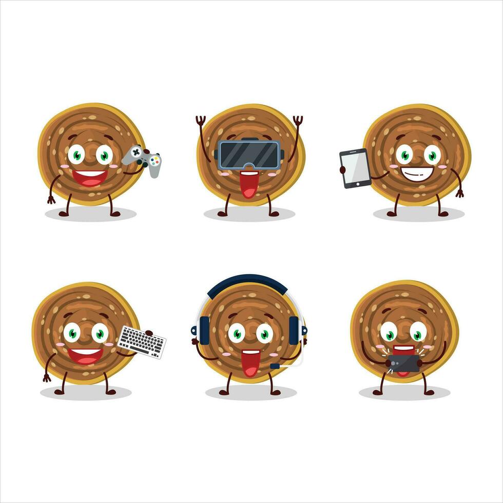 Bakarvadi cartoon character are playing games with various cute emoticons vector