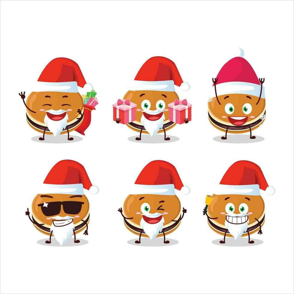 Papa Noel claus emoticones con dorayaki dibujos animados personaje vector