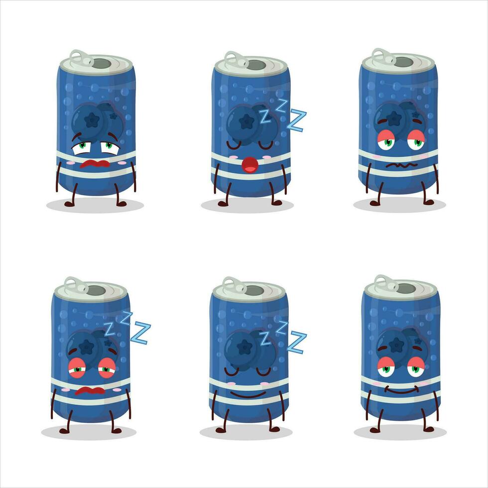 dibujos animados personaje de baya soda lata con soñoliento expresión vector