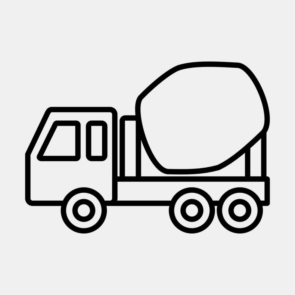 Icon concrete mixer truck. Heavy equipment elements. Icons in line style. Good for prints, posters, logo, infographics, etc. vector