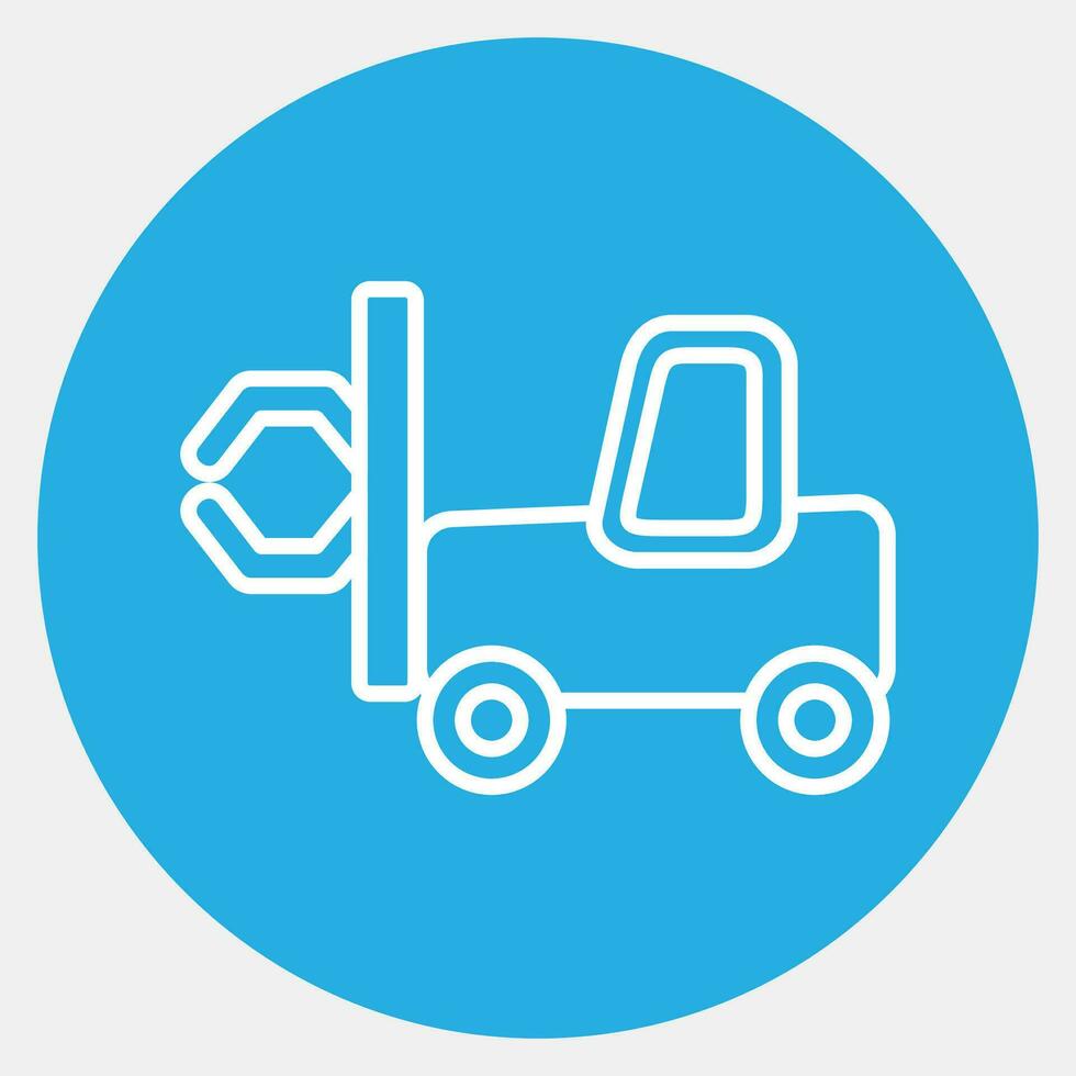 Icon papper roll clamp forklift. Heavy equipment elements. Icons in blue round style. Good for prints, posters, logo, infographics, etc. vector