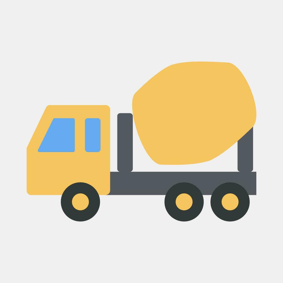 Icon concrete mixer truck. Heavy equipment elements. Icons in flat style. Good for prints, posters, logo, infographics, etc. vector