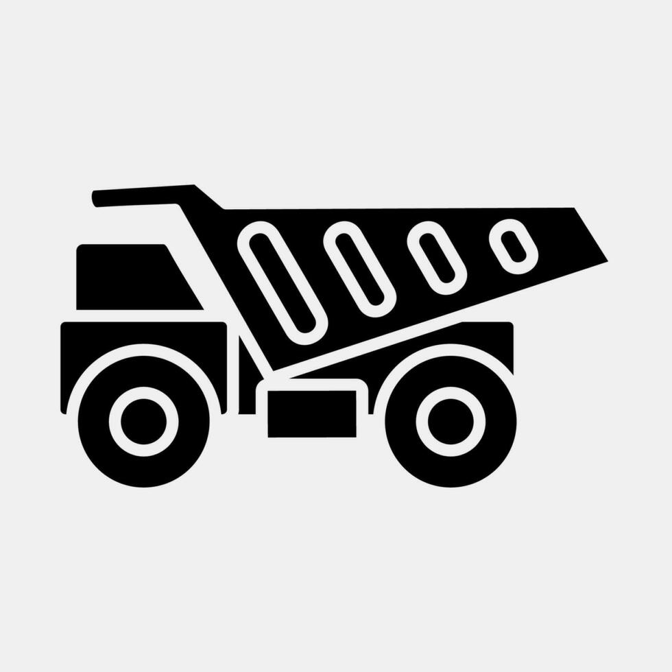 Icon dump truck. Heavy equipment elements. Icons in glyph style. Good for prints, posters, logo, infographics, etc. vector