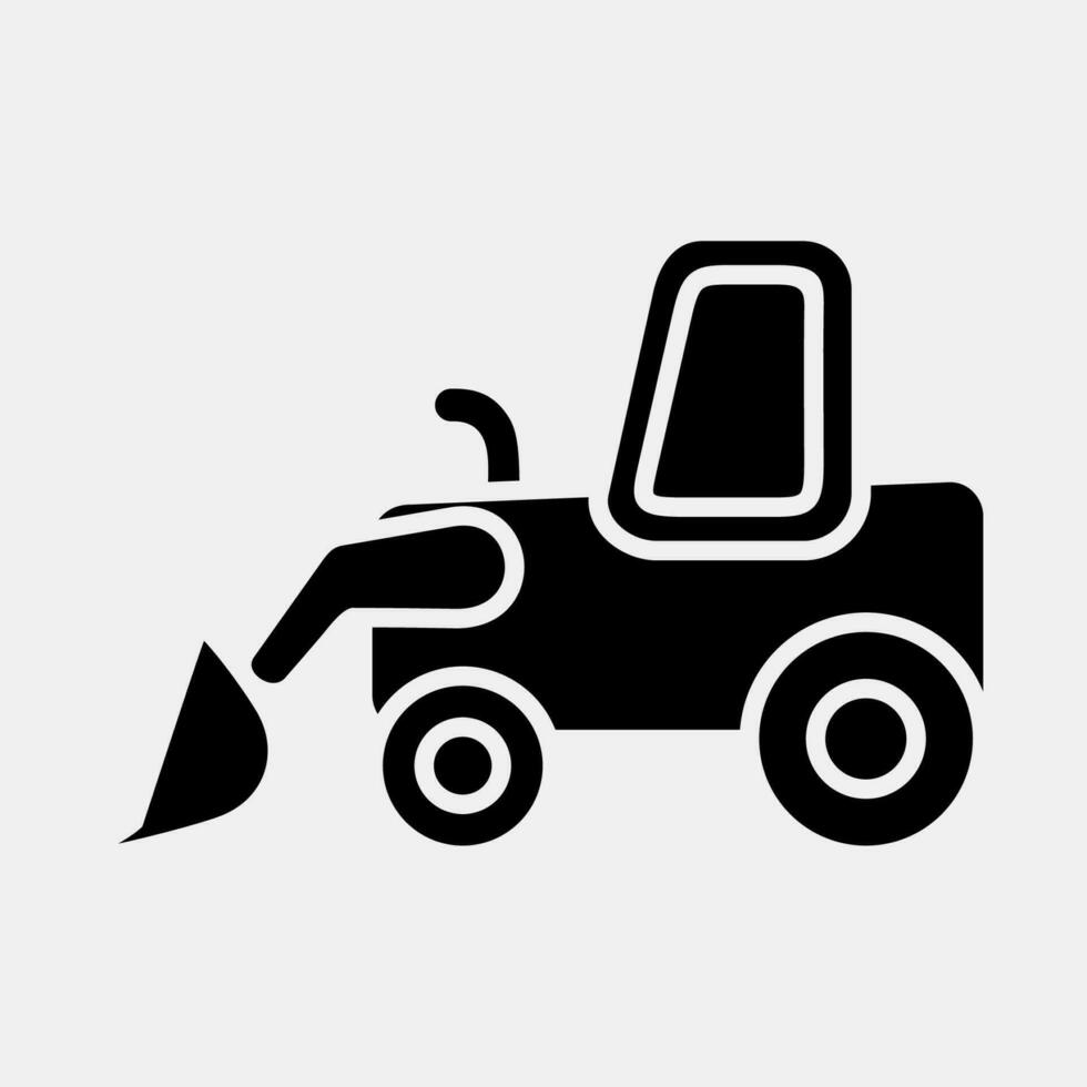 Icon whell loader. Heavy equipment elements. Icons in glyph style. Good for prints, posters, logo, infographics, etc. vector