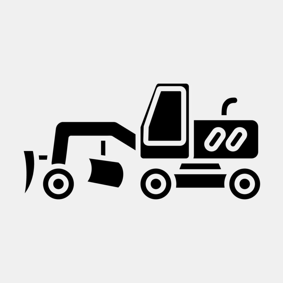 Icon road grader. Heavy equipment elements. Icons in glyph style. Good for prints, posters, logo, infographics, etc. vector