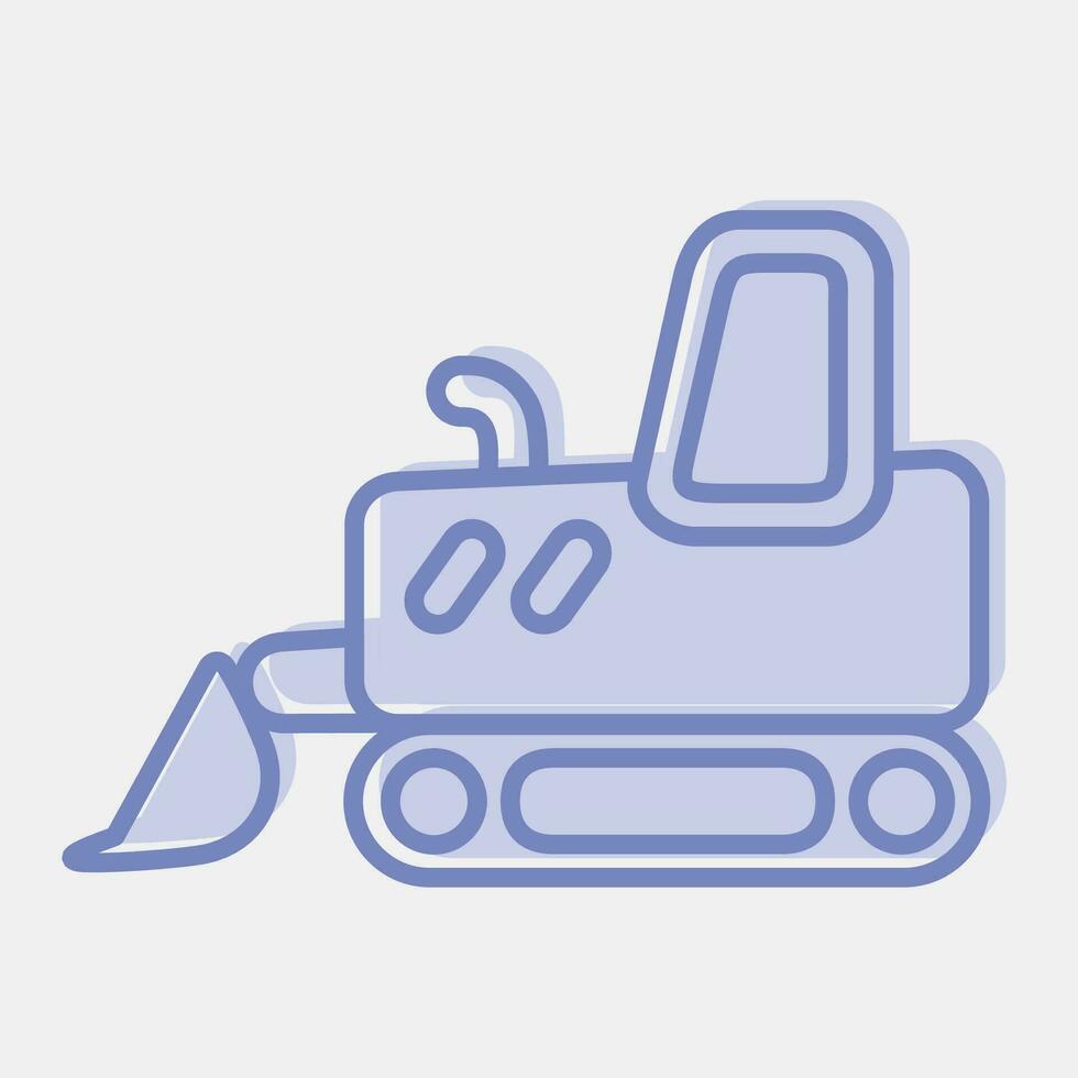 Icon bulldozer with track. Heavy equipment elements. Icons in two tone style. Good for prints, posters, logo, infographics, etc. vector