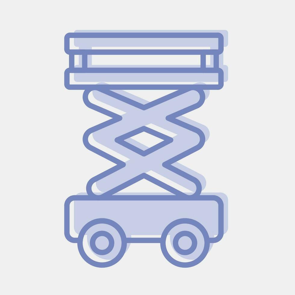 Icon scissor lift. Heavy equipment elements. Icons in two tone style. Good for prints, posters, logo, infographics, etc. vector