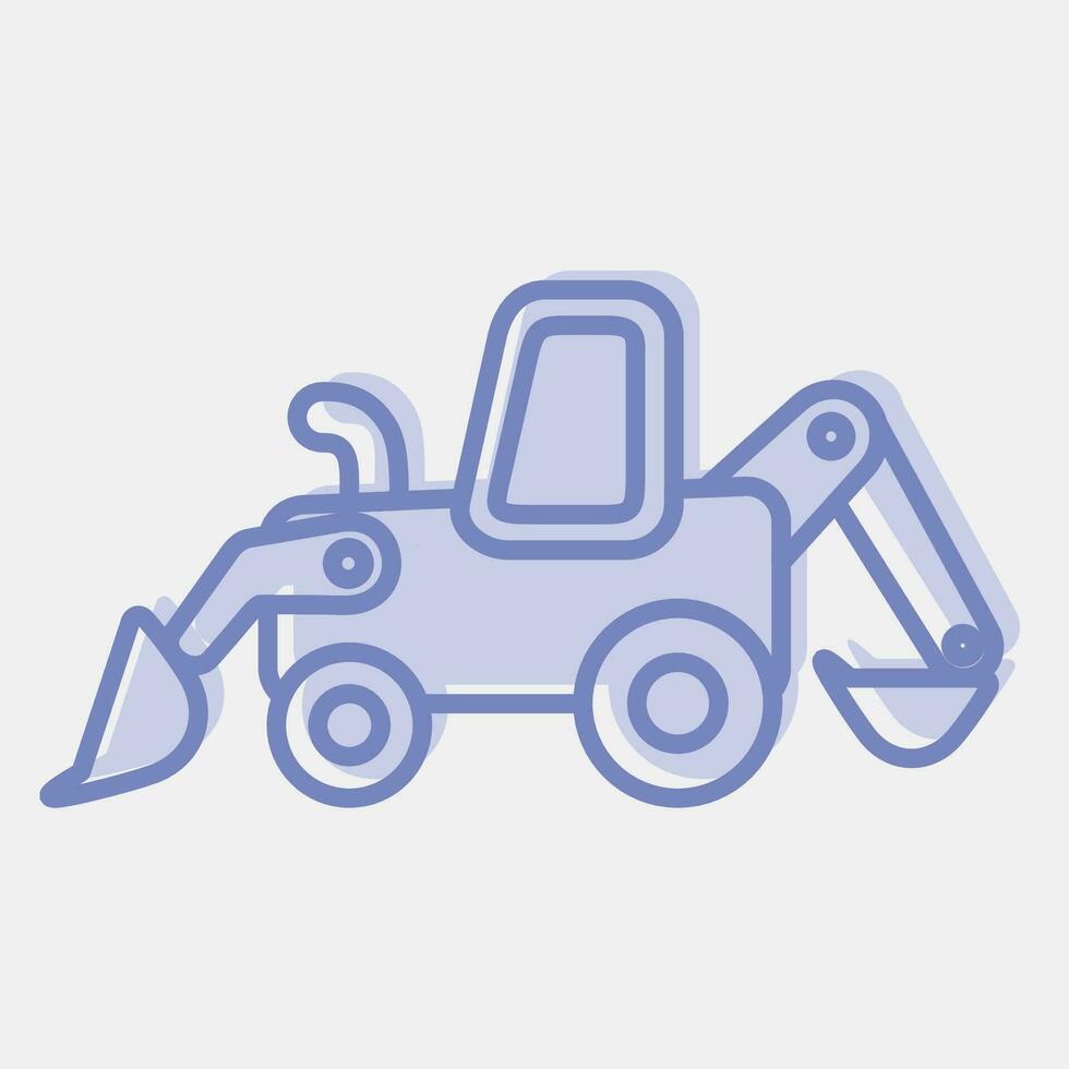 Icon backhoe. Heavy equipment elements. Icons in two tone style. Good for prints, posters, logo, infographics, etc. vector