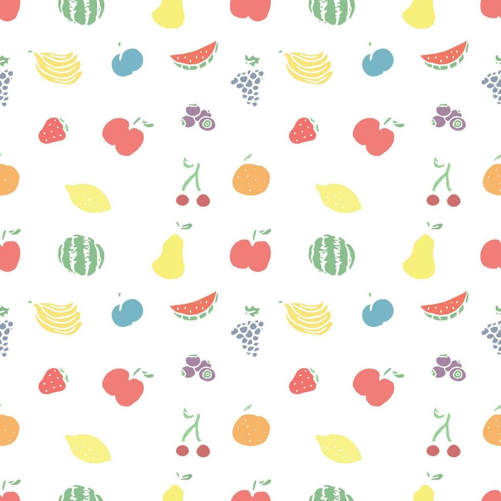 Seamless fruit pattern. doodle background with fruit icons. Fruit background vector