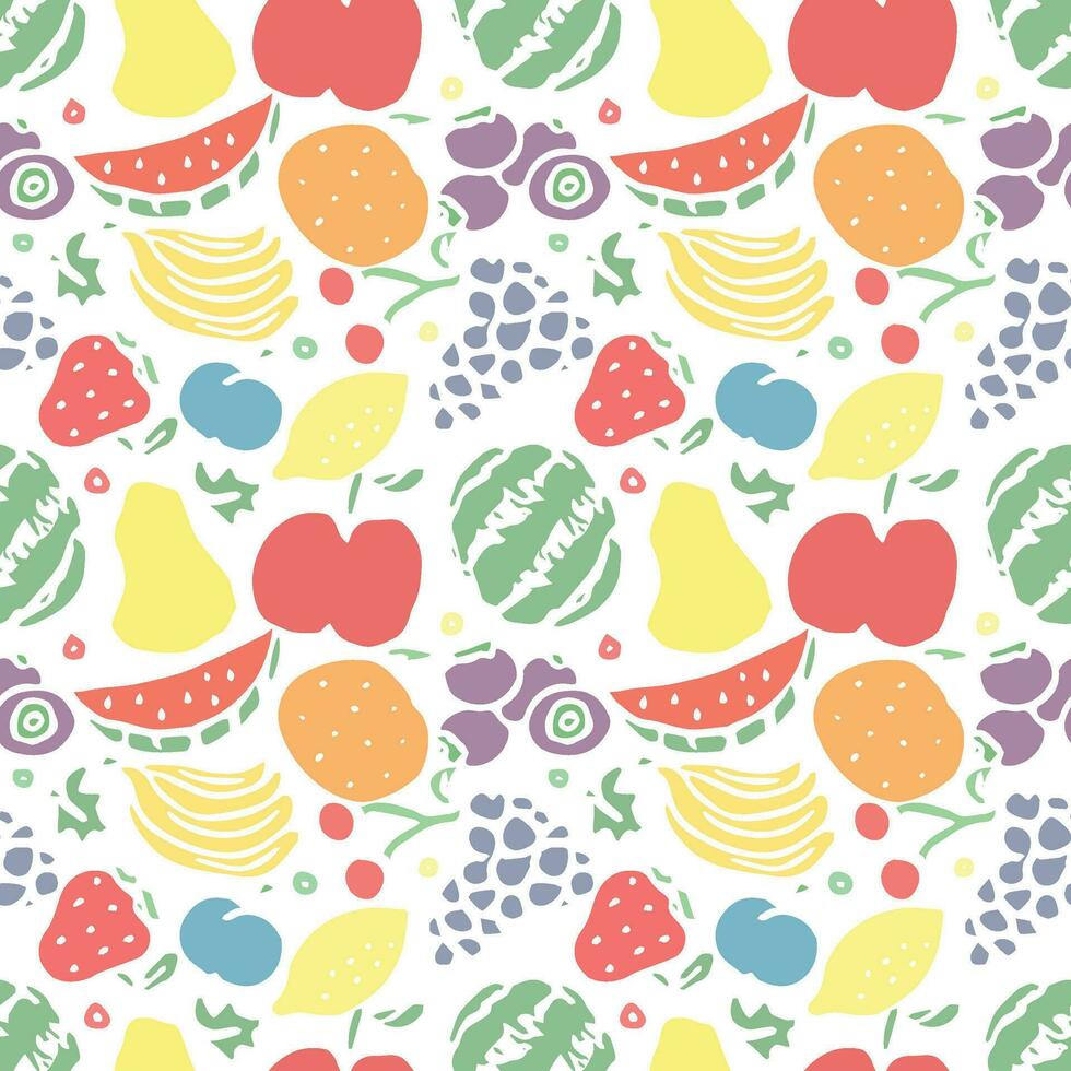 Seamless fruit pattern. doodle background with fruit icons. Fruit background vector