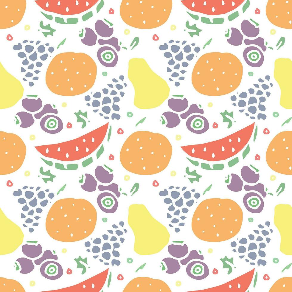 patrón de frutas sin fisuras. garabatear fondo con iconos de frutas. fondo de frutas vector