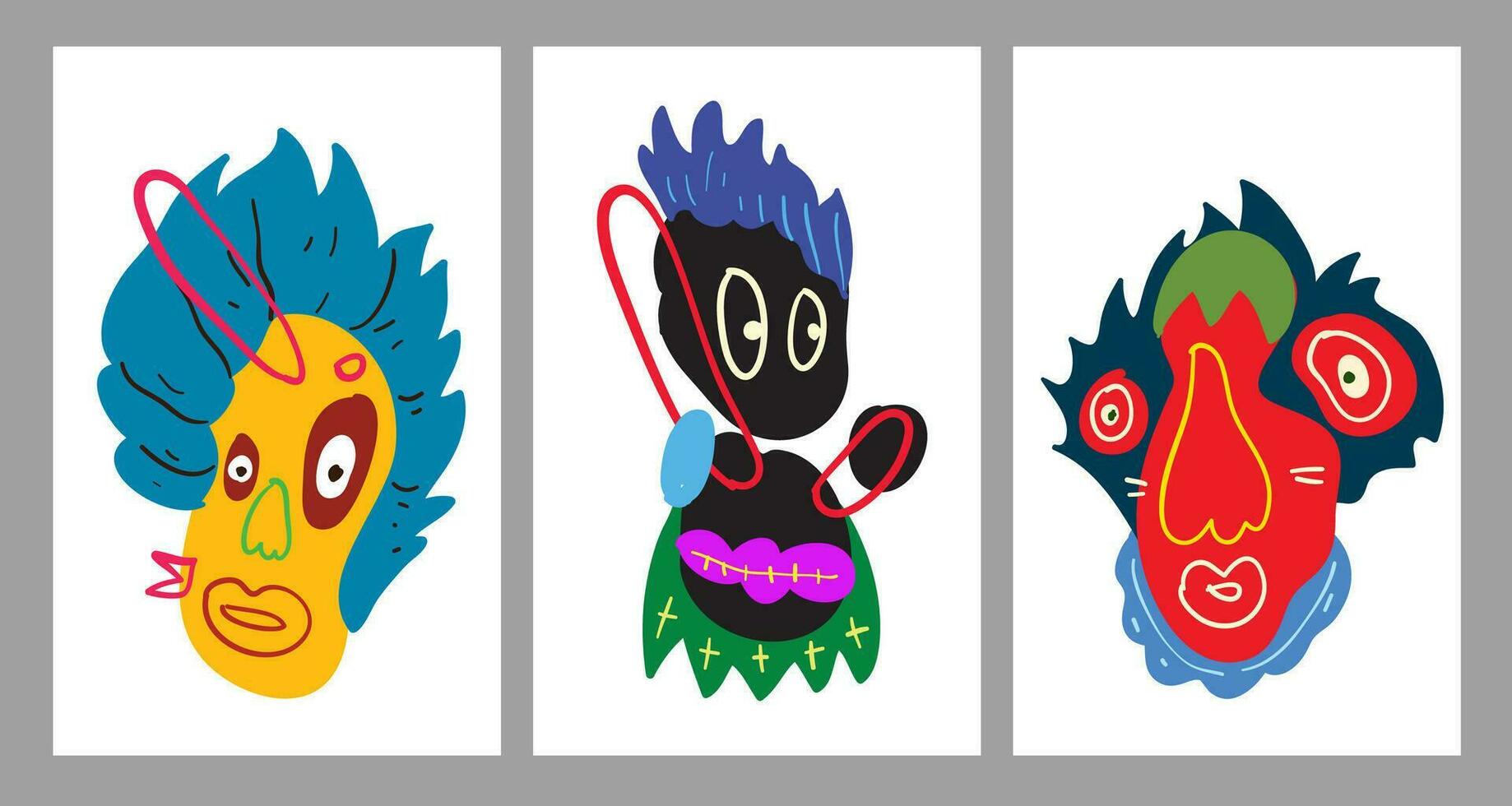 vector resumen dibujos animados garabatear cráneo, hueso, insecto, y cabeza vistoso ilustración. líquido y fluido resumen tribal tatuaje, pegatina y fondo de pantalla antecedentes.