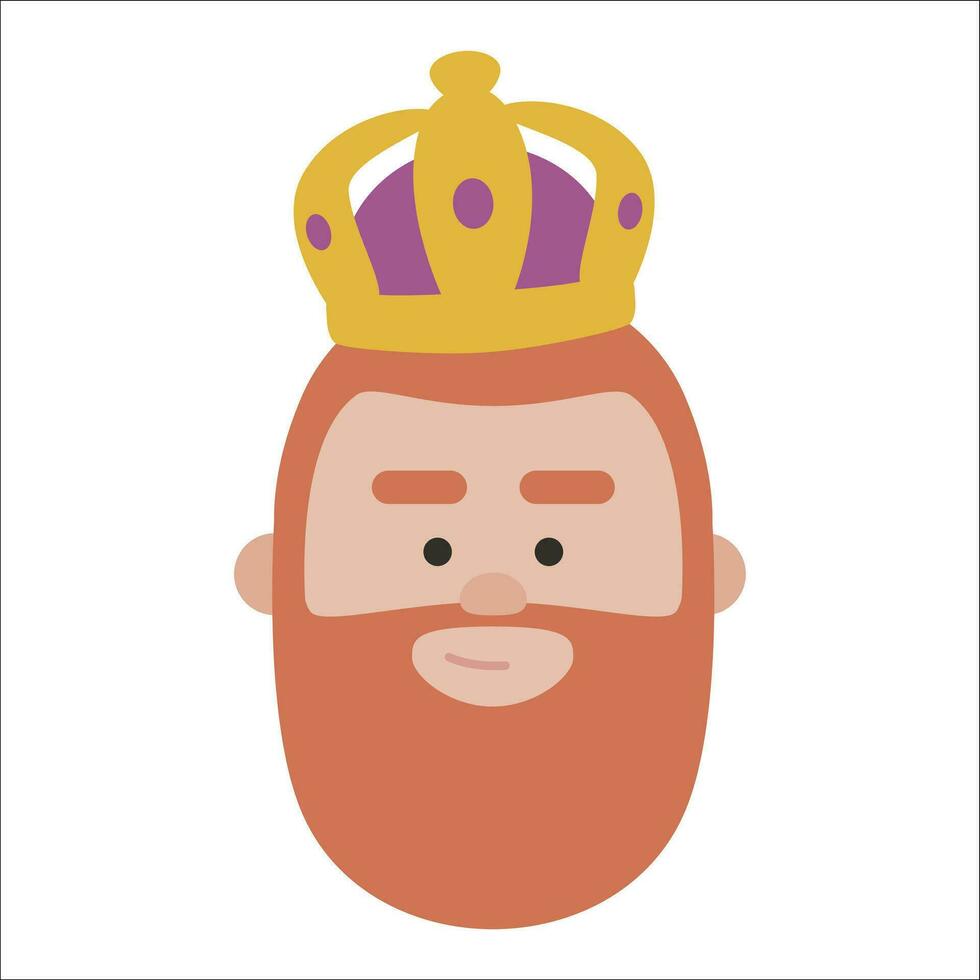 King of orient Gaspar face. Christmas ornament isolated vectorized. Magi wise men. vector