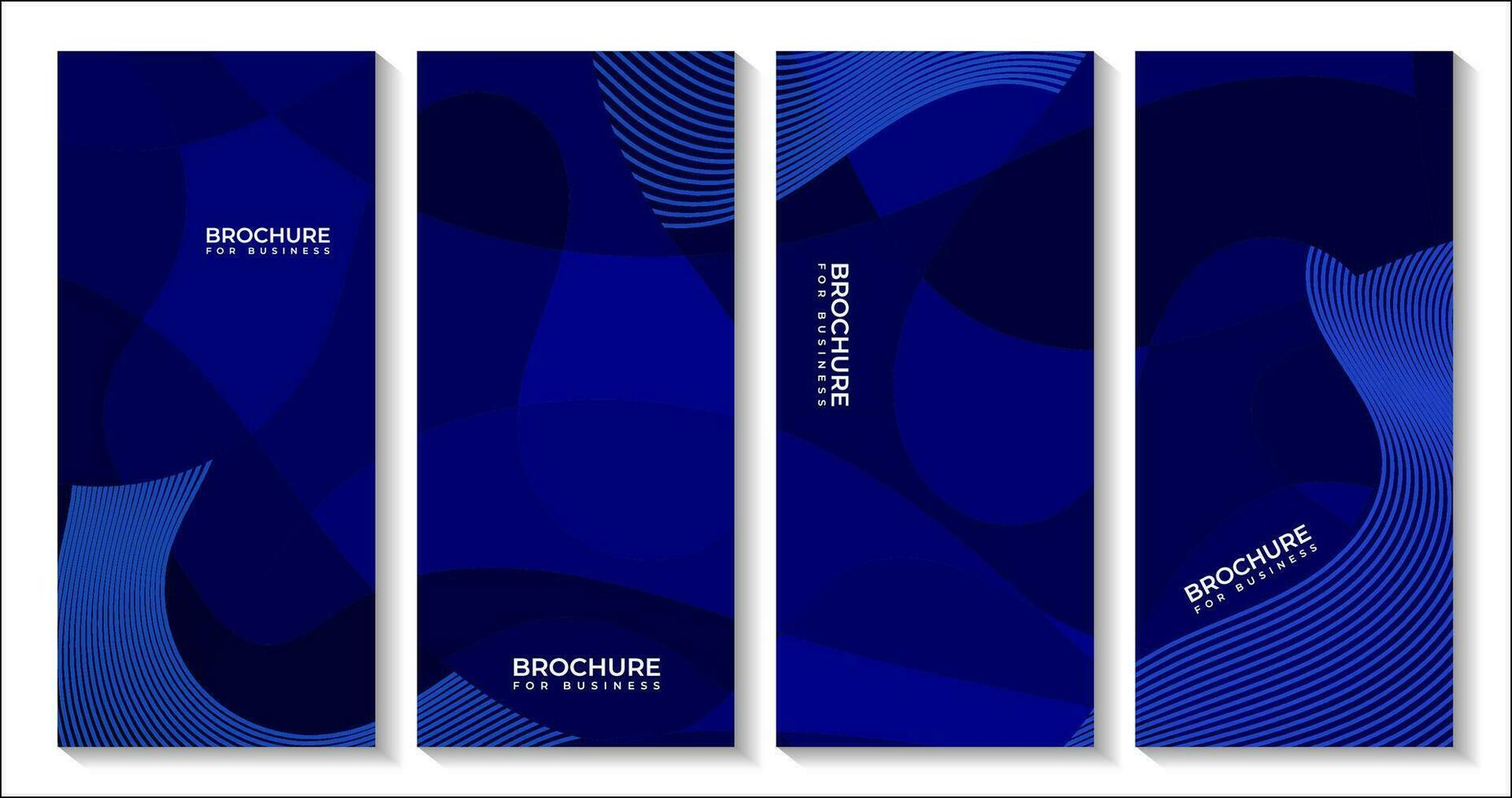 set of covers abstract dark blue dynamic background with lines vector