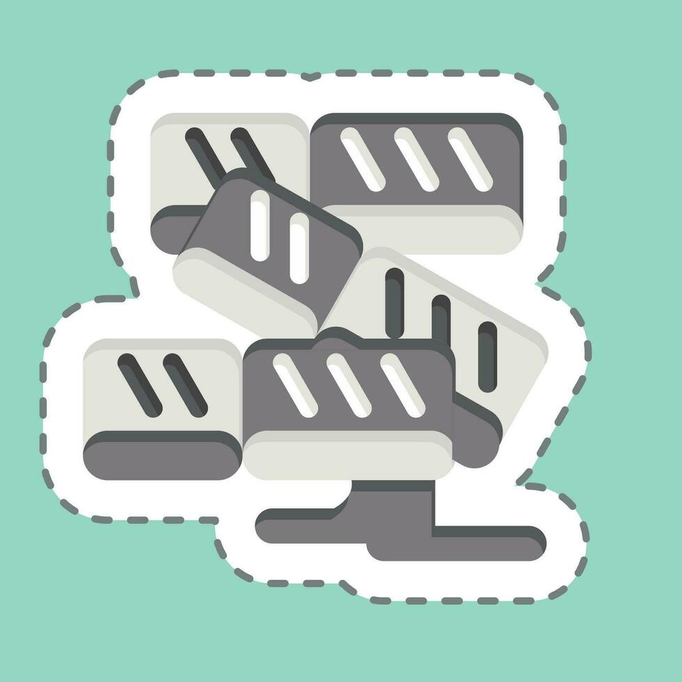 Sticker line cut Salmon. related to Sushi symbol. simple design editable. simple illustration vector