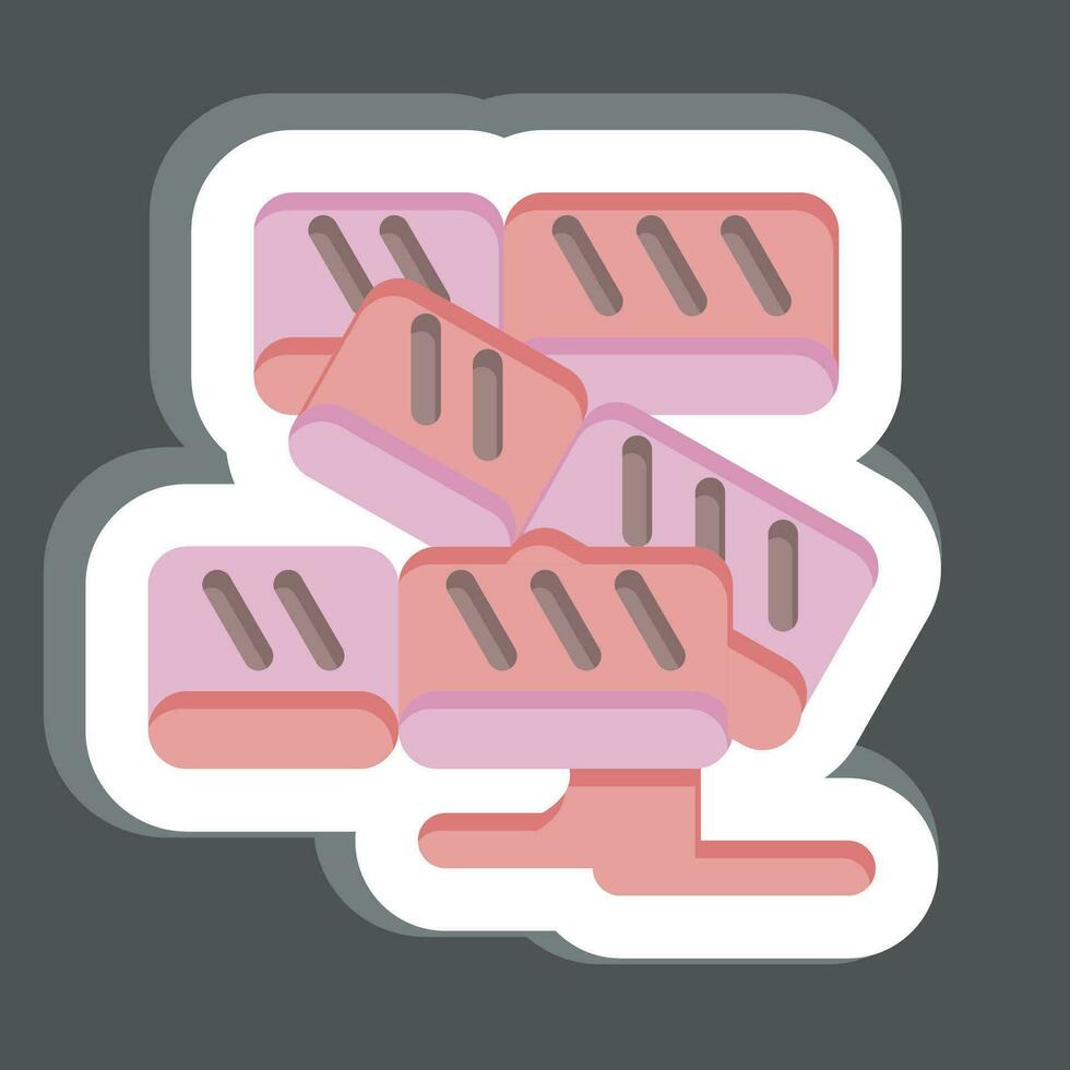 pegatina salmón. relacionado a Sushi símbolo. sencillo diseño editable. sencillo ilustración vector