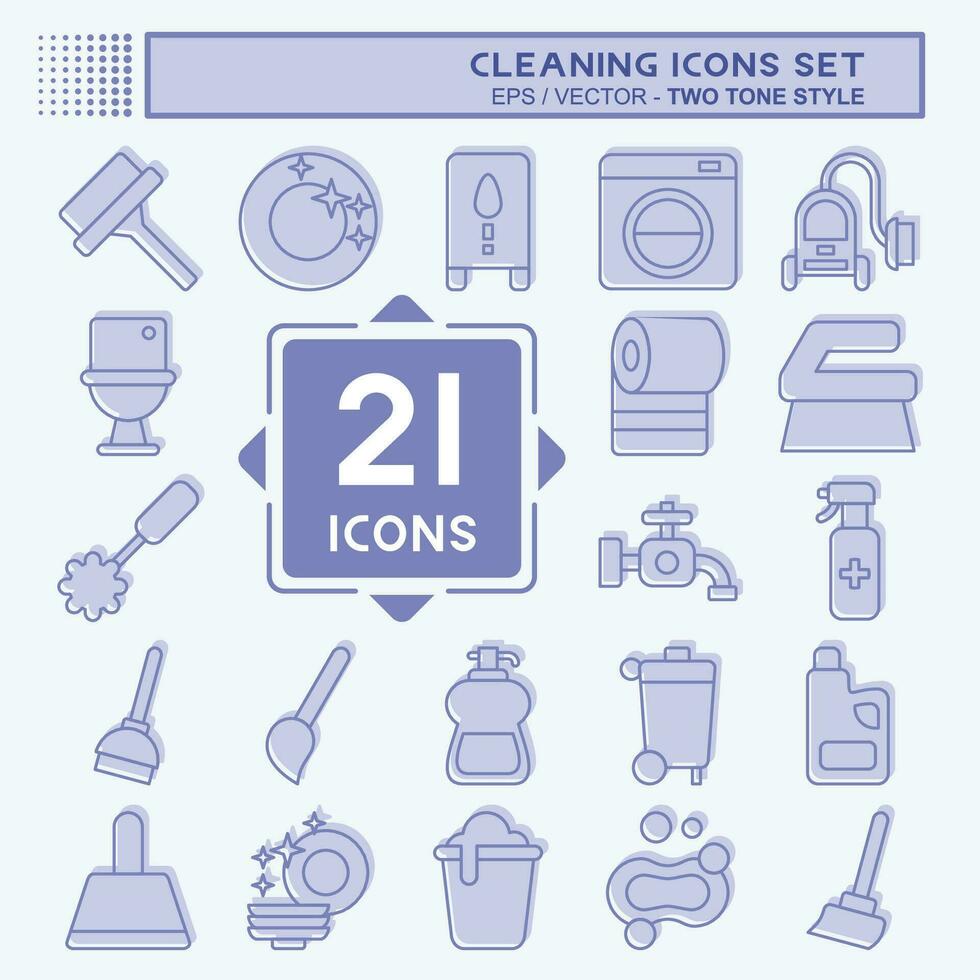 icono conjunto limpieza. relacionado a casa aparato símbolo. dos tono estilo. sencillo diseño editable. sencillo ilustración vector