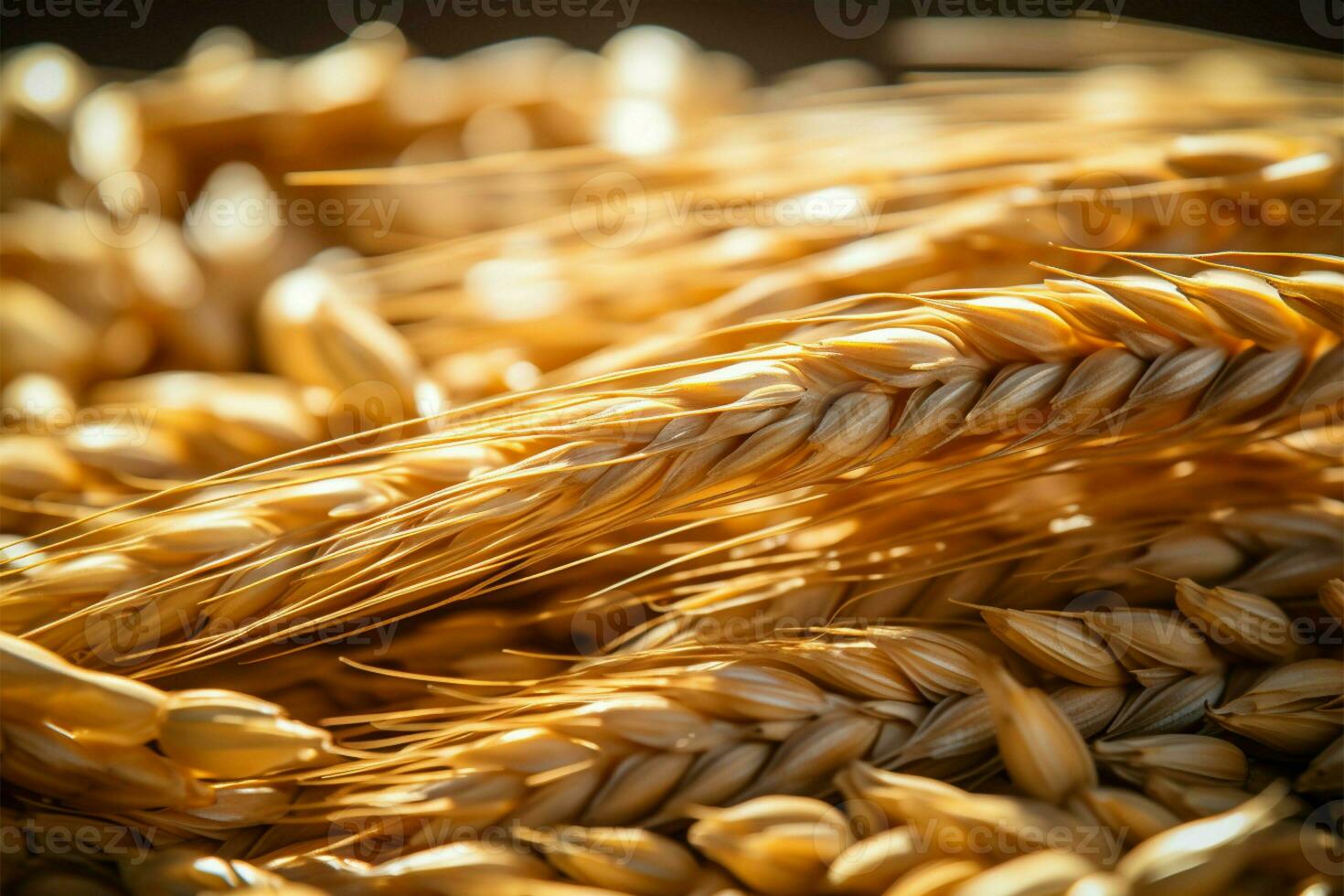Examining the texture and quality of recently harvested wheat kernels AI Generated photo