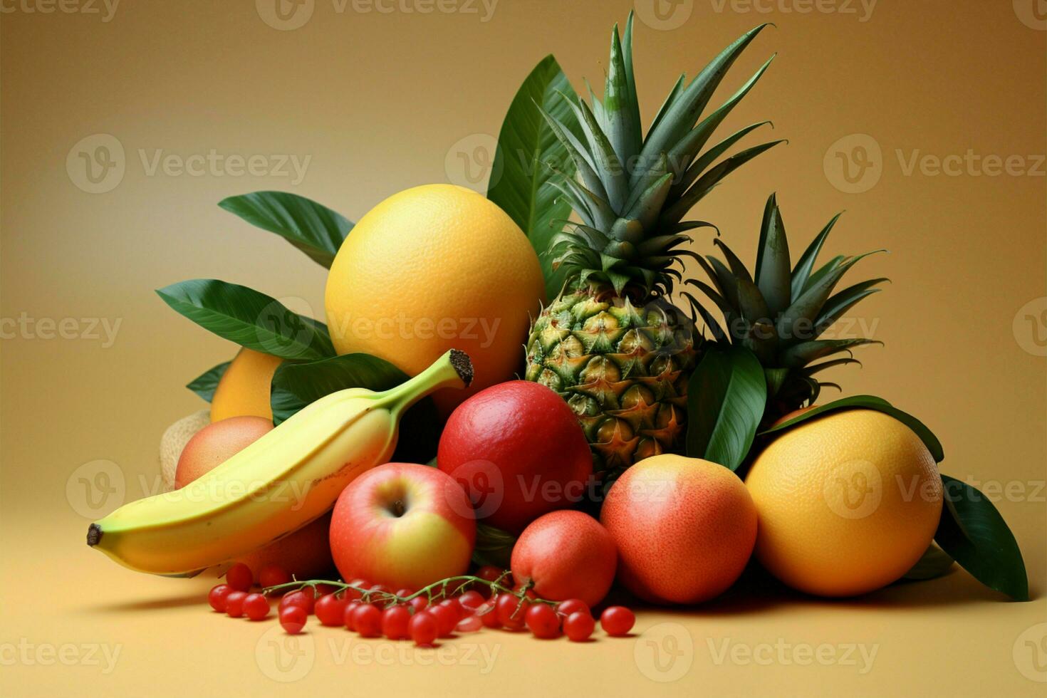 minimalista representación de tropical frutas en suave, graduado matices ai generado foto