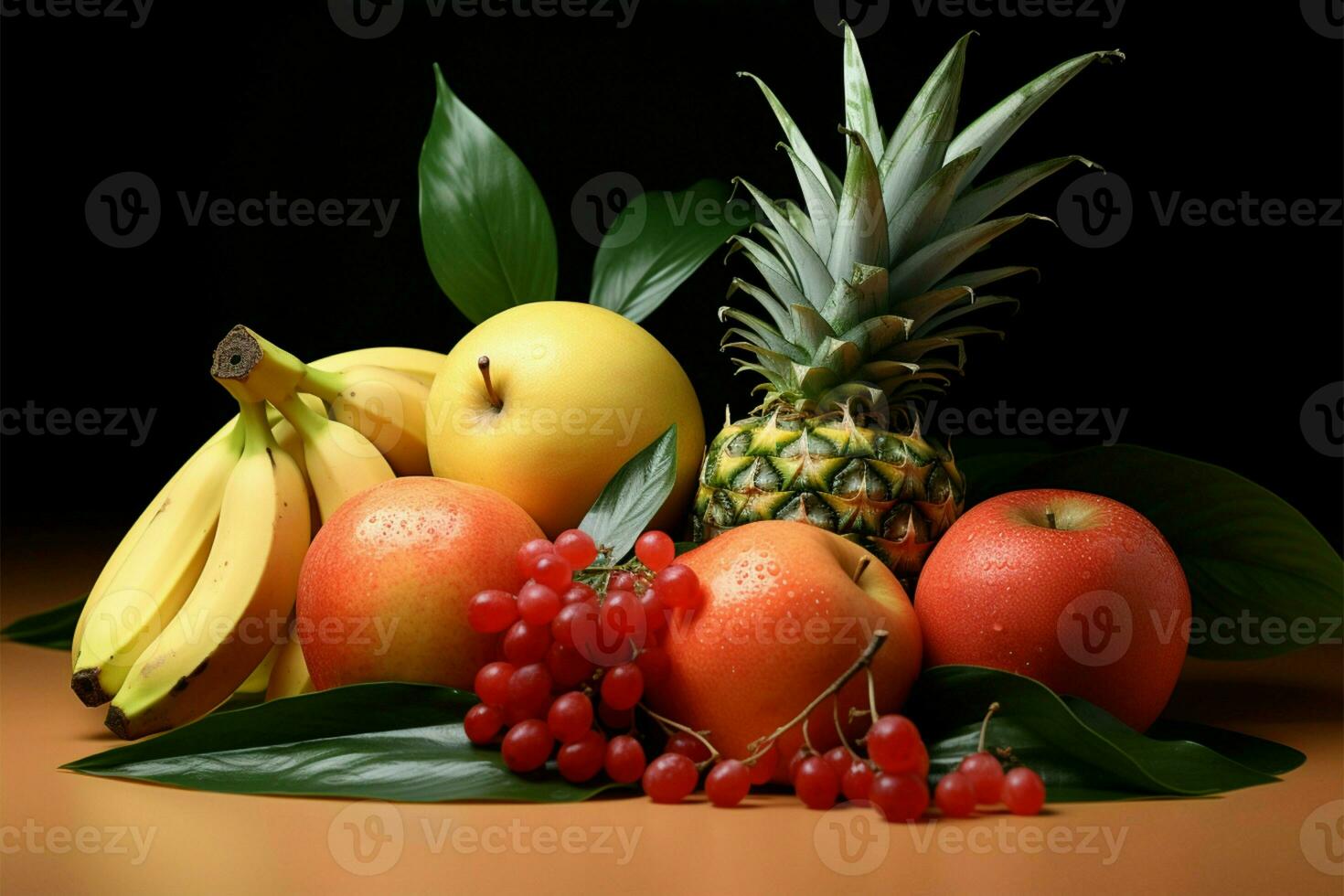 Subtly gradient tropical fruits, a serene and visually pleasing image AI Generated photo
