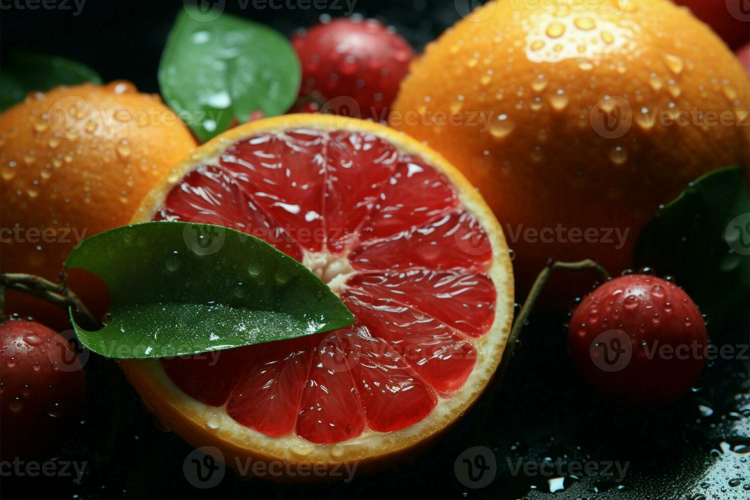 Detailed fruit close up textures for a vibrant background choice AI Generated photo