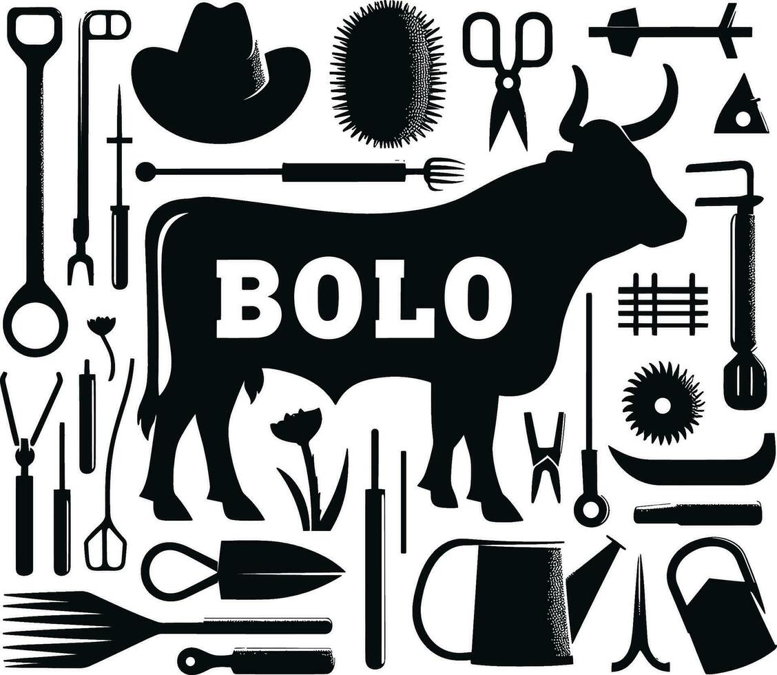 Bolo farm tools vector illustration