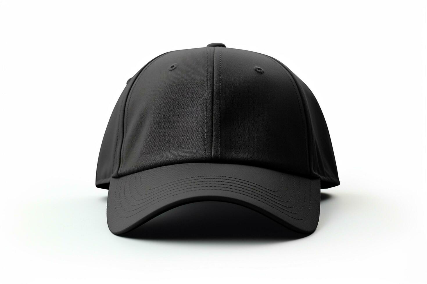 negro béisbol gorra aislado en un blanco antecedentes. 3d representación. ai generado foto