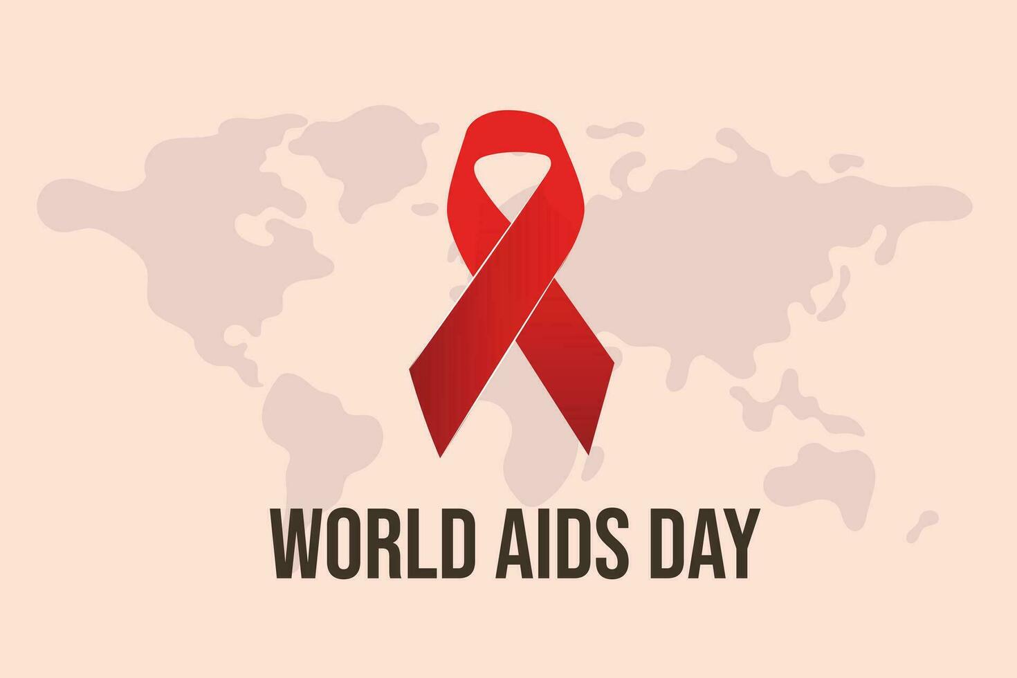 World aids day. Red ribbon and world map vector