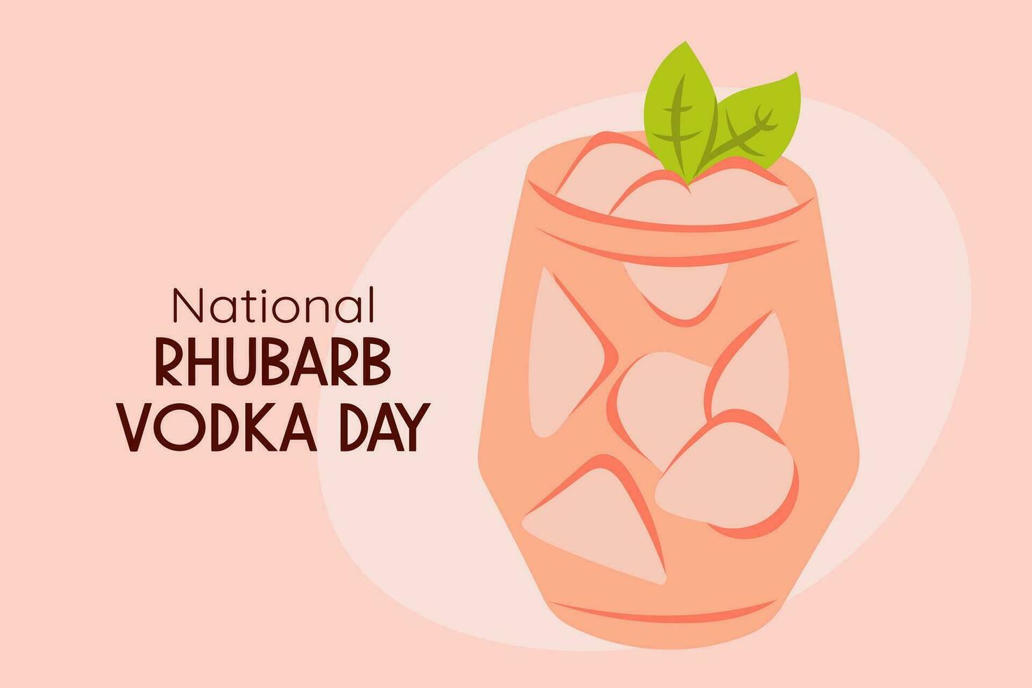 National rhubarb vodka day. Glass with alcohol coctail vector