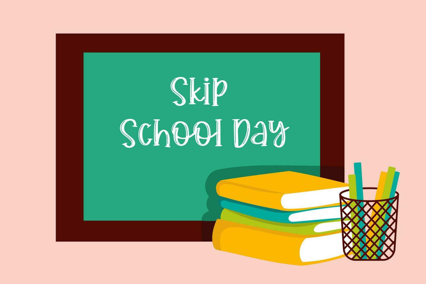 Skip school day. School board and books vector