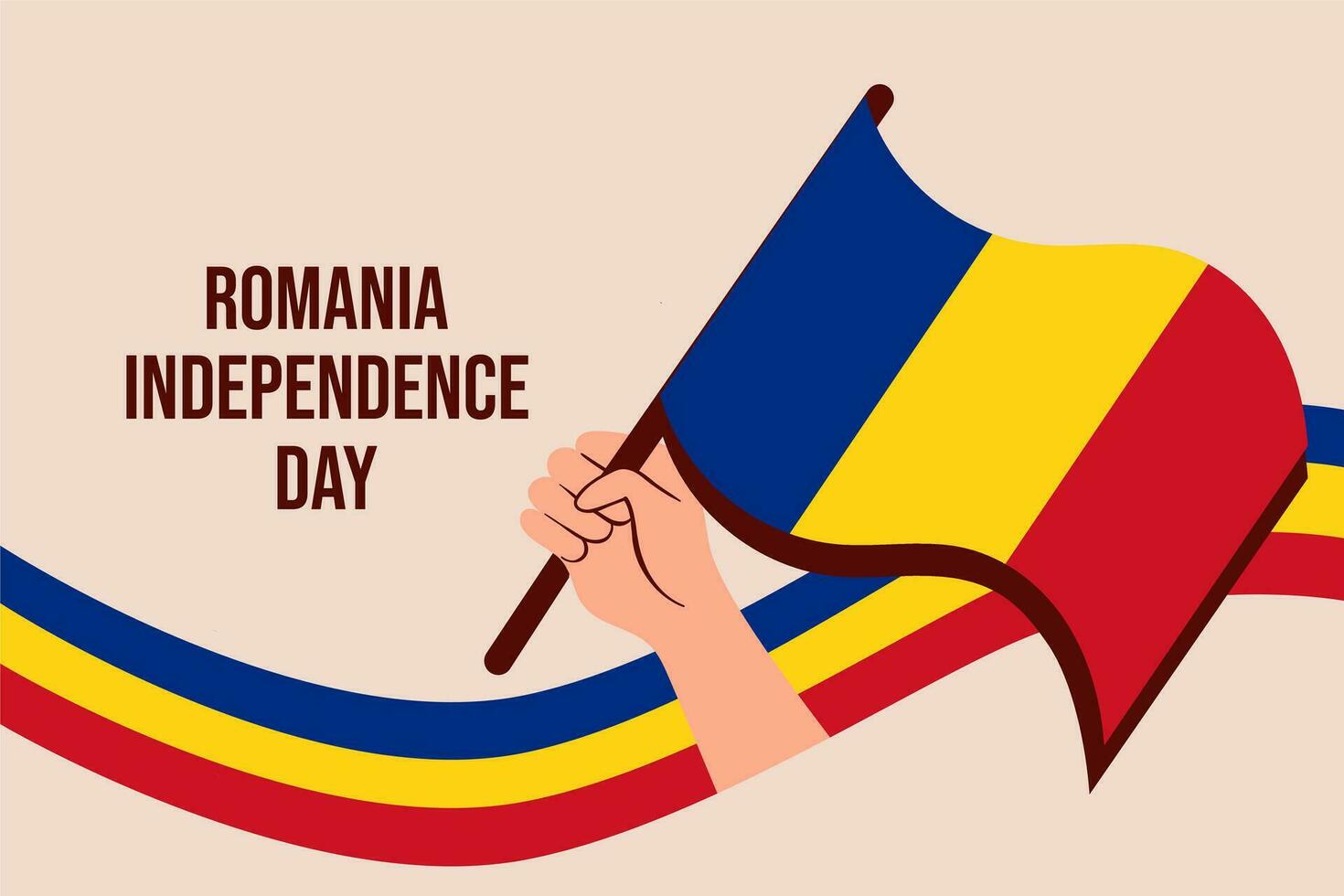 Romania Independence Day. Hand with flag vector