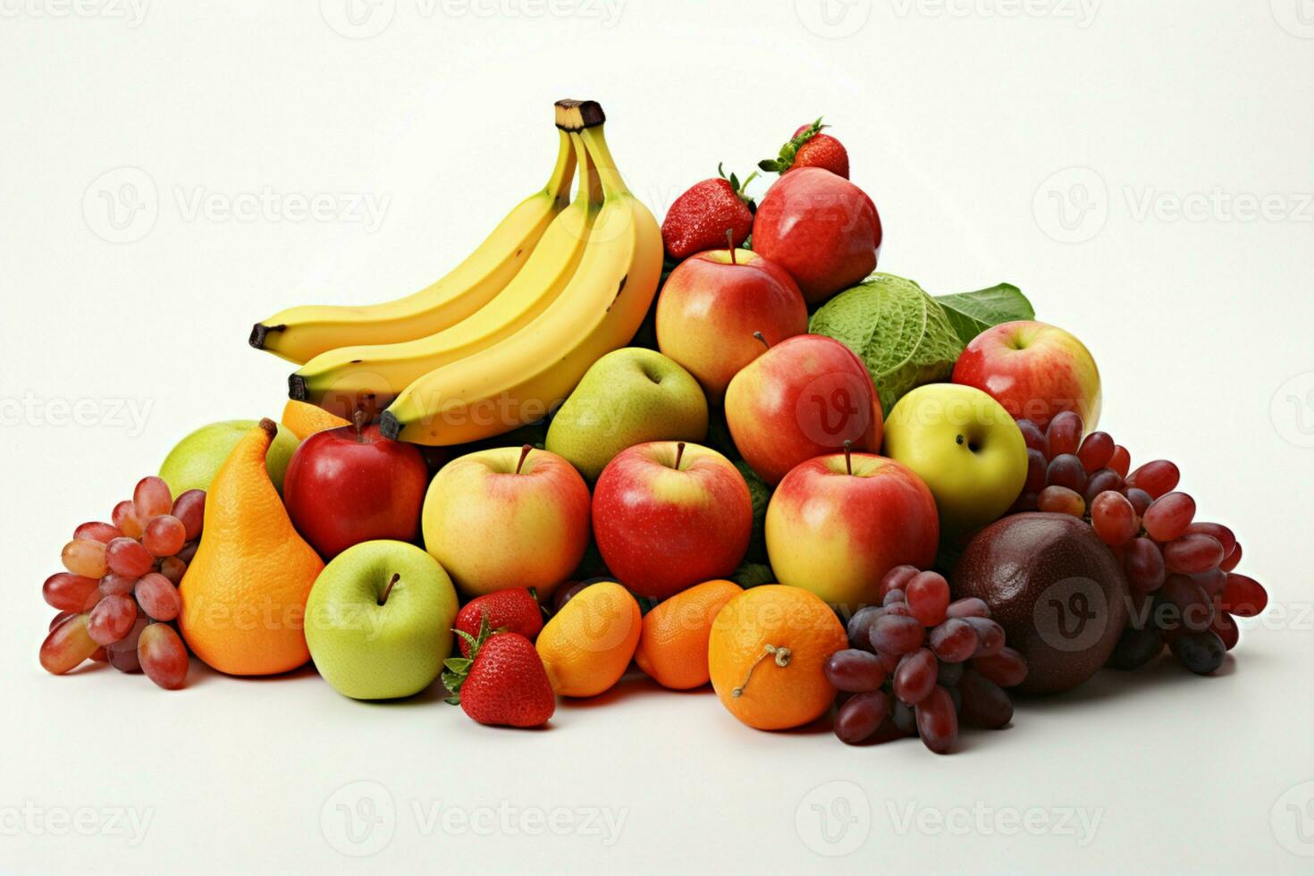 Fruits featured in sharp contrast against a pristine white background AI Generated photo