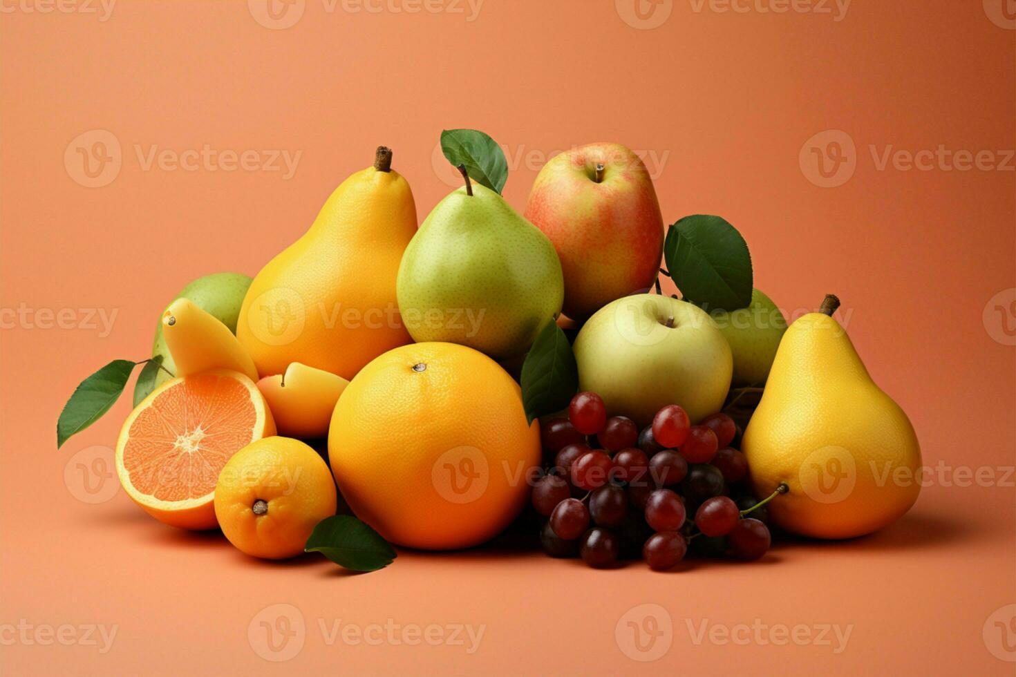 Subtle and elegant fruits set on a soft, pale gradient backdrop AI Generated photo