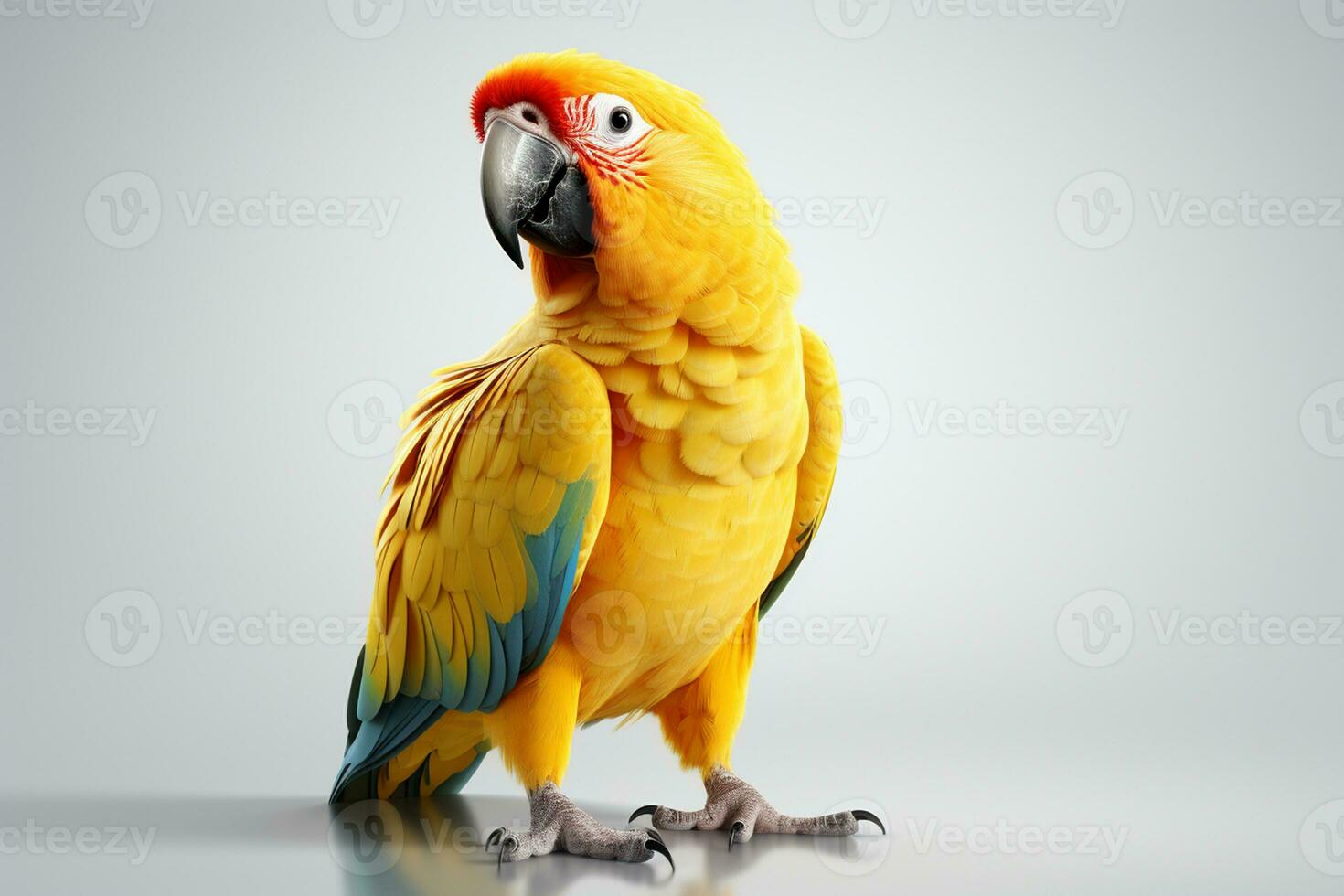 Colorful Sun Conure, Ara solstitialis on white background Ai Generated photo