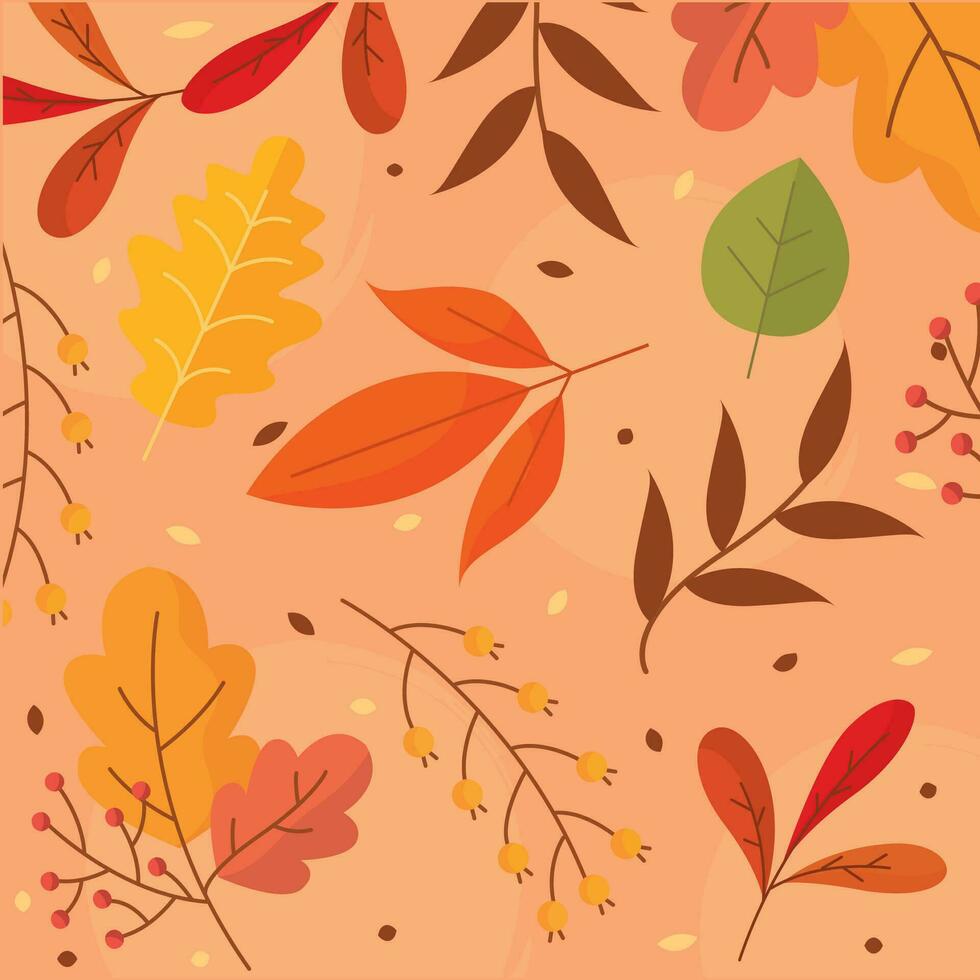 Autumn seasonal pattern background with leaves Vector illustration