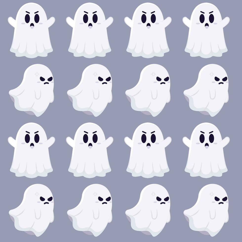 Halloween ghost character pattern background Vector illustration