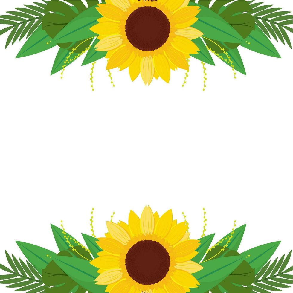 Colored sunflower border Flower border Vector illustration
