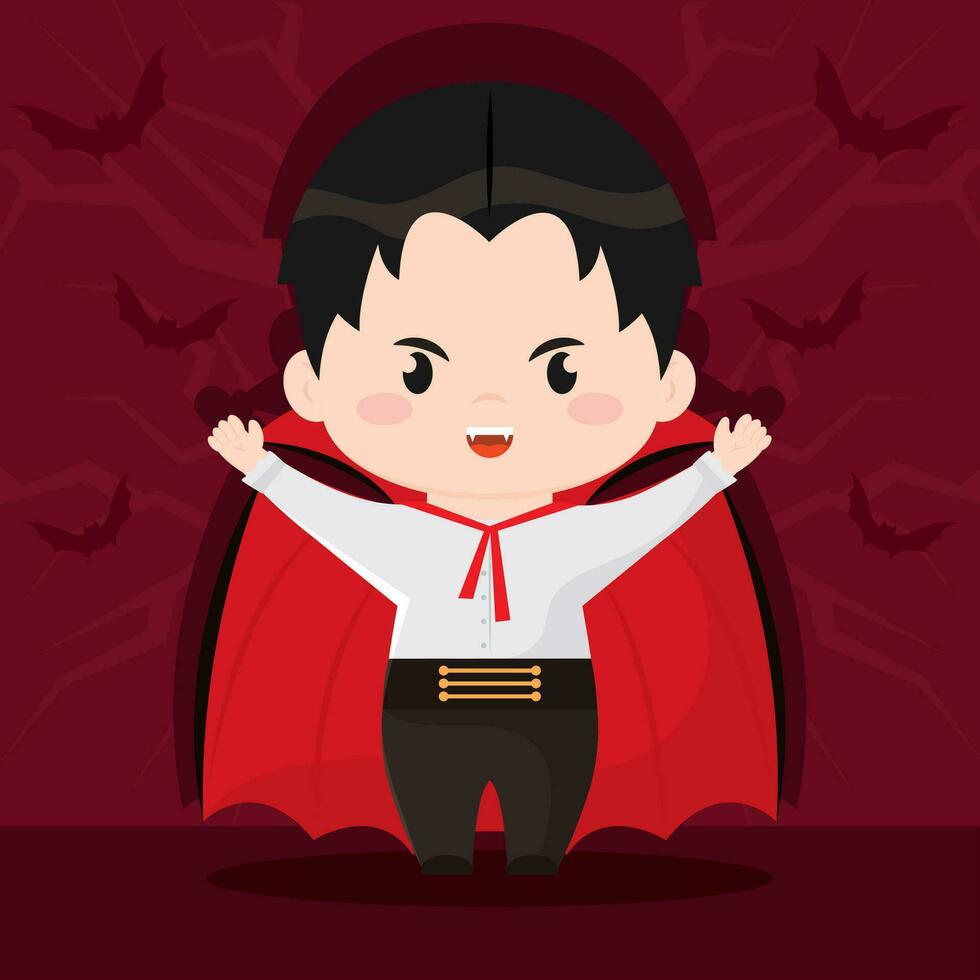 Cute kawaii vampire costume Halloween season Vector illustration