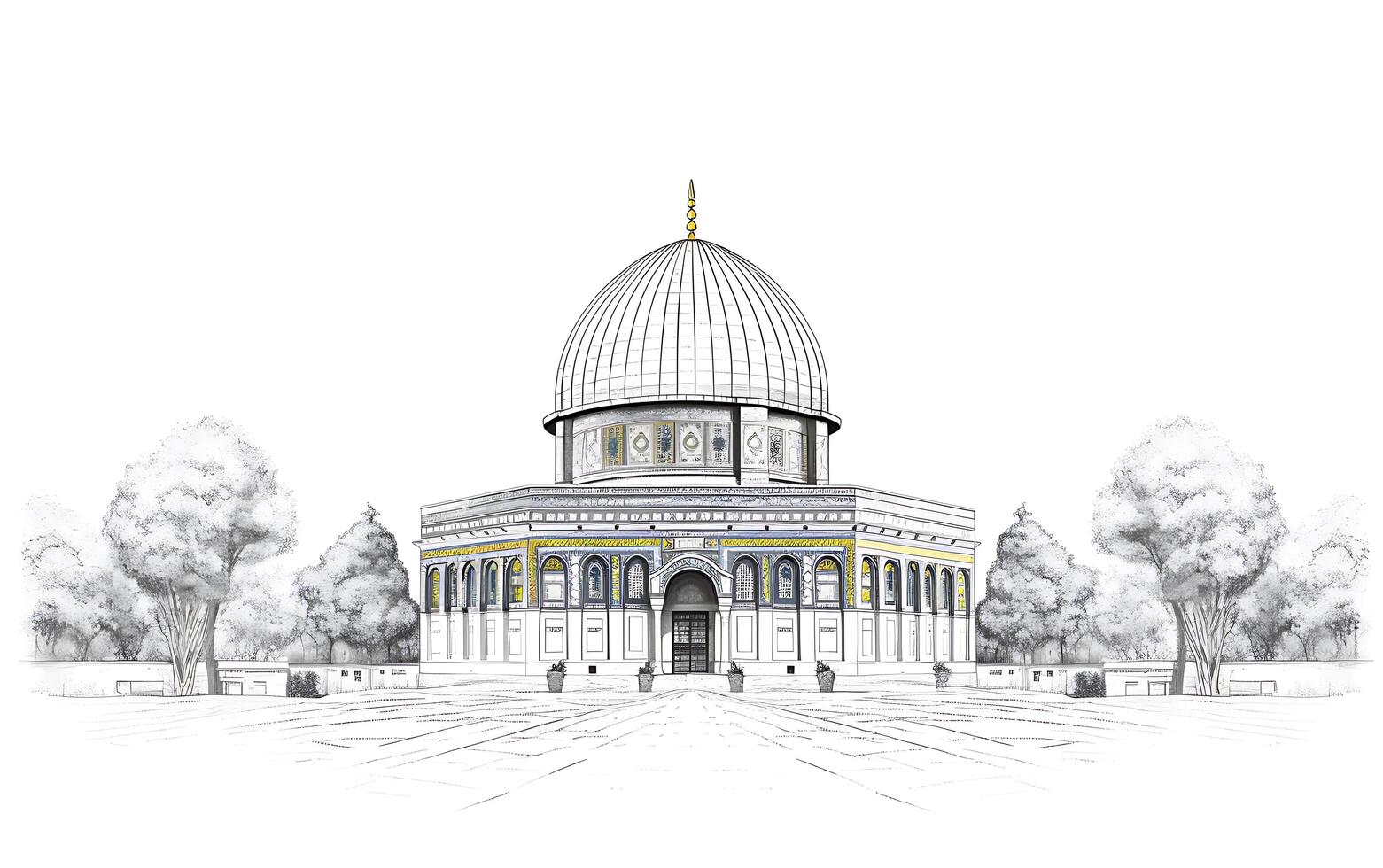 al aqsa mosque illustration on white background photo