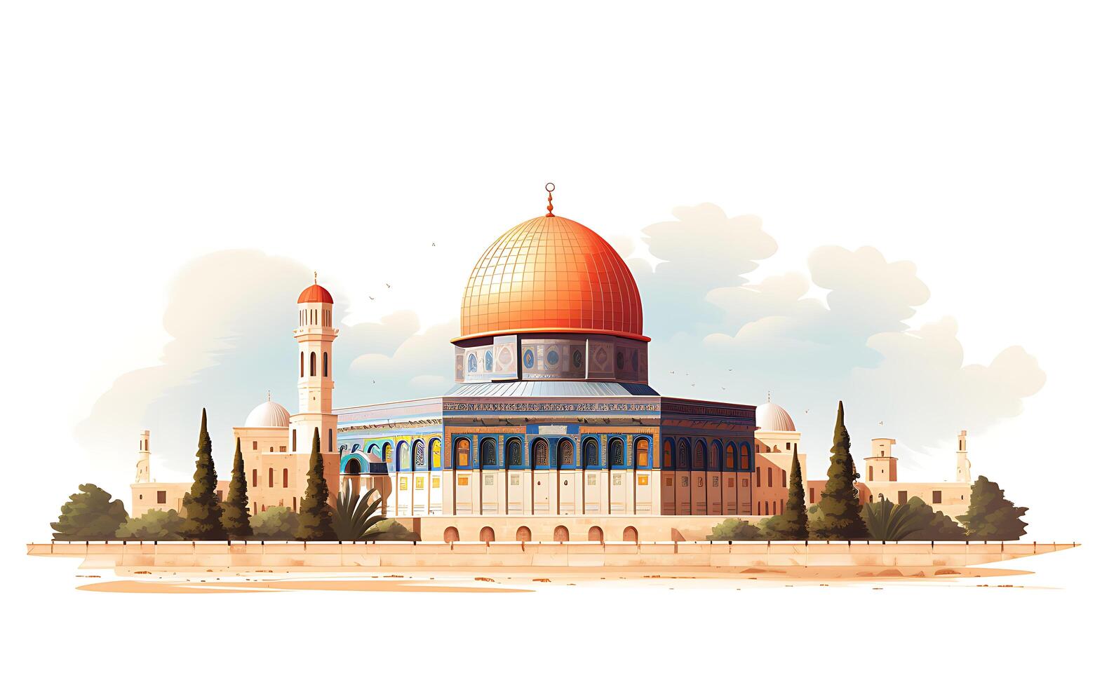 al aqsa mosque illustration on white background photo